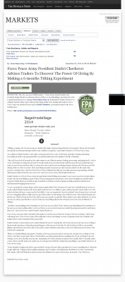 Forex Peace Army Strongly Believes in Tithing - As Featured in Buffalo News (Buffalo, NY) Forex Peace Army - Buffalo News (Buffalo, NY) - discover power of giving