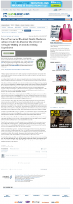 Forex Peace Army Strongly Believes in Tithing - As Featured in Island Packet (Bluffton, SC) Forex Peace Army - Island Packet (Bluffton, SC) - discover power of giving