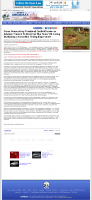 Forex Peace Army Strongly Believes in Tithing - As Featured in KATV-TV ABC-7 (Little Rock, AR) Forex Peace Army - KATV-TV ABC-7 (Little Rock, AR) - discover power of giving