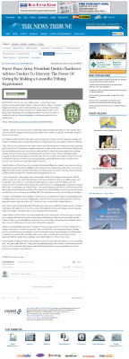 Forex Peace Army Strongly Believes in Tithing - As Featured in News Tribune (Tacoma, WA) Forex Peace Army - News Tribune (Tacoma, WA) - discover power of giving