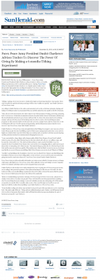 Forex Peace Army Strongly Believes in Tithing - As Featured in Sun Herald (Biloxi, MS) Forex Peace Army - Sun Herald (Biloxi, MS) - discover power of giving