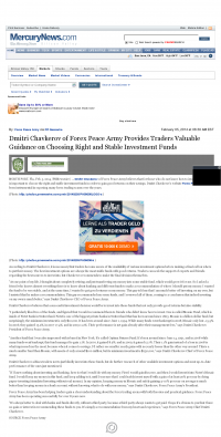 Dmitri Chavkerov for Investors about Stable Funds - As Featured in San Jose Mercury News Dmitri Chavkerov - San Jose Mercury News - considering stable investment options