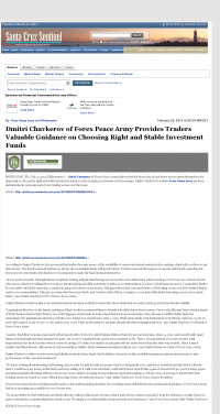 Dmitri Chavkerov for Investors about Stable Funds - As Featured in Santa Cruz Sentinel (Santa Cruz, CA) Dmitri Chavkerov - Santa Cruz Sentinel (Santa Cruz, CA) - considering stable investment options