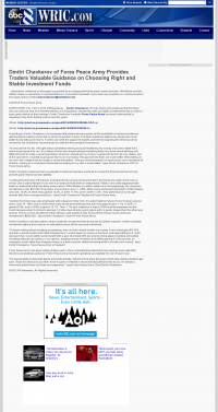 Dmitri Chavkerov for Investors about Stable Funds - As Featured in WRIC ABC-8 (Richmond, VA) Dmitri Chavkerov - WRIC ABC-8 (Richmond, VA) - considering stable investment options