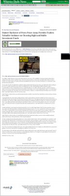 Dmitri Chavkerov for Investors about Stable Funds - As Featured in Whittier Daily News (Whittier, CA) Dmitri Chavkerov - Whittier Daily News (Whittier, CA) - considering stable investment options